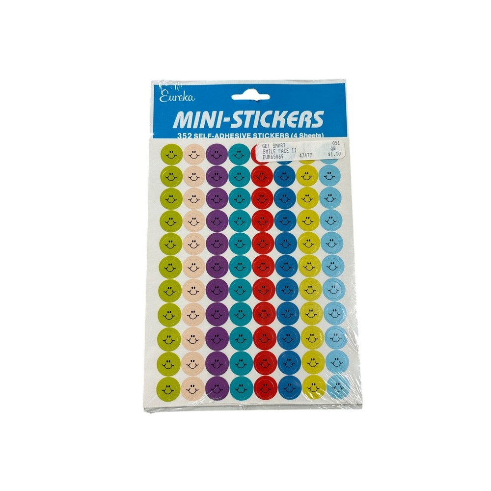 NEW Eureka Mini-Stickers 352 Smile Face II SelfAdhesive Seals Vintage Magic